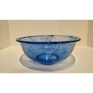 Pyrex Watercolor Blue Lagoon Swirl Glass Rimmed 2.5 QT 2.3L Mixing Bowl #325